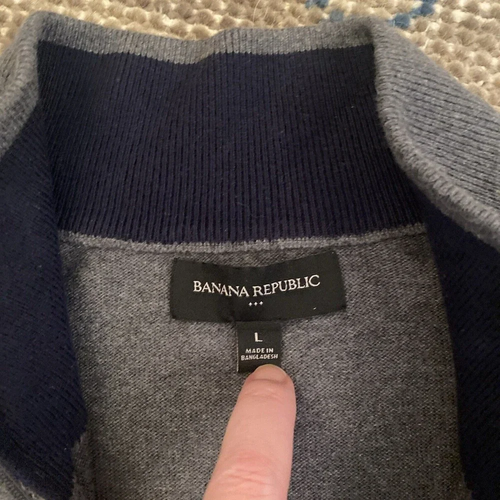 Men's Banana Republic Premium Luxe Yarn Quarter Zip Sweater Silk Cashmere Gray L